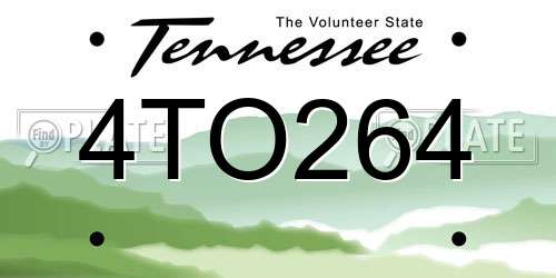 4TO264 Tennessee License Plate