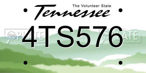 4TS576 Tennessee License Plate