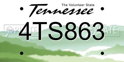 4TS863 Tennessee License Plate
