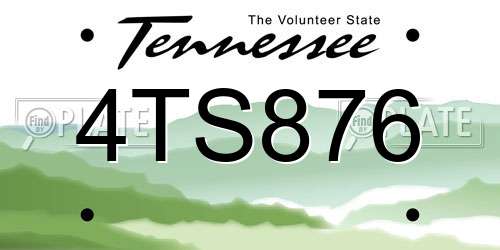4TS876 Tennessee License Plate