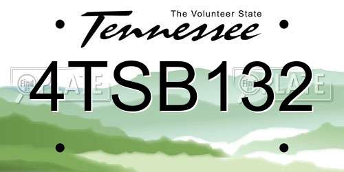 4TSB132 Tennessee License Plate
