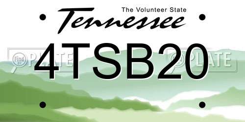 4TSB20 Tennessee License Plate