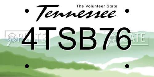 4TSB76 Tennessee License Plate