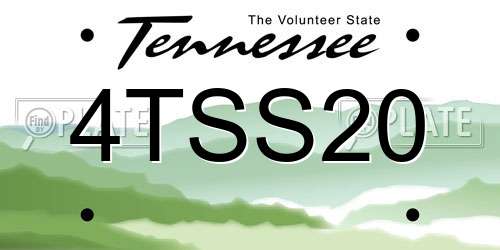 4TSS20 Tennessee License Plate