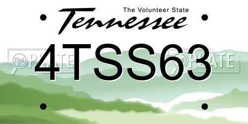 4TSS63 Tennessee License Plate