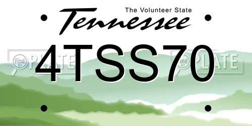 4TSS70 Tennessee License Plate