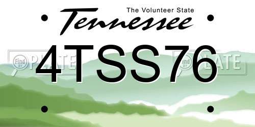 4TSS76 Tennessee License Plate