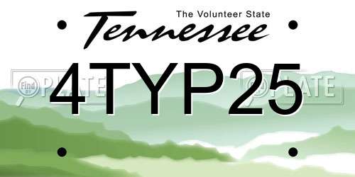 4TYP25 Tennessee License Plate