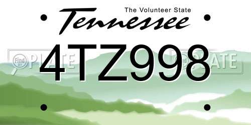 4TZ998 Tennessee License Plate
