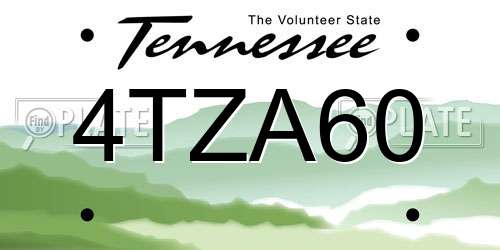 4TZA60 Tennessee License Plate