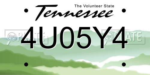 4U05Y4 Tennessee License Plate