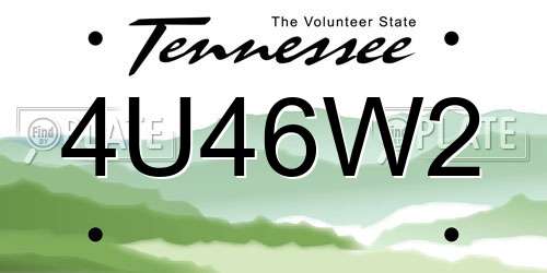 4U46W2 Tennessee License Plate