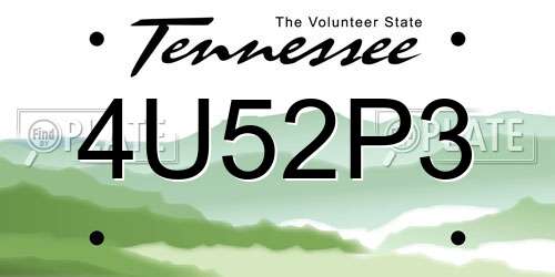 4U52P3 Tennessee License Plate