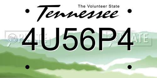 4U56P4 Tennessee License Plate