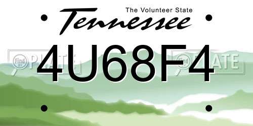 4U68F4 Tennessee License Plate