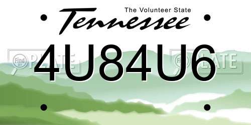 4U84U6 Tennessee License Plate