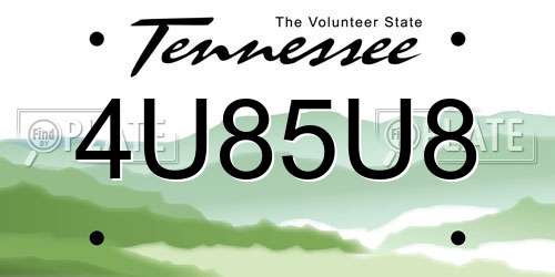 4U85U8 Tennessee License Plate