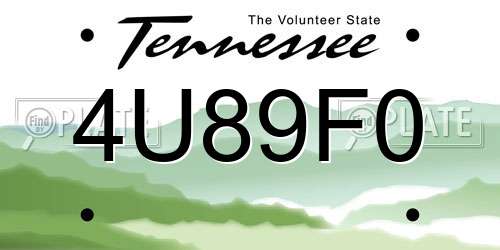 4U89F0 Tennessee License Plate