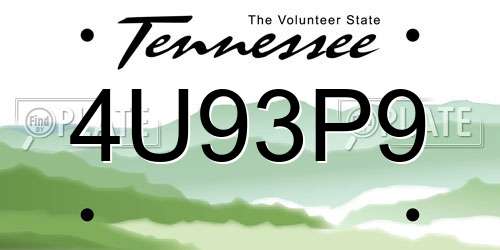 4U93P9 Tennessee License Plate