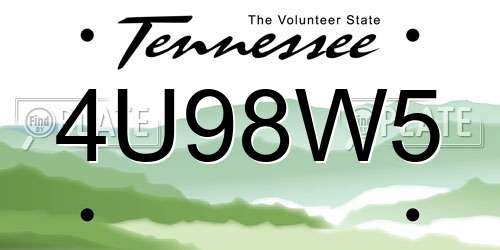 4U98W5 Tennessee License Plate
