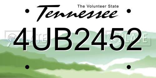 4UB2452 Tennessee License Plate