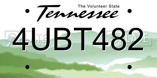 4UBT482 Tennessee License Plate