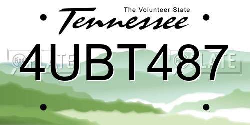 4UBT487 Tennessee License Plate