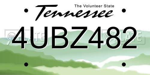 4UBZ482 Tennessee License Plate