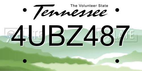 4UBZ487 Tennessee License Plate