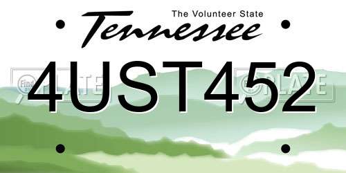 4UST452 Tennessee License Plate