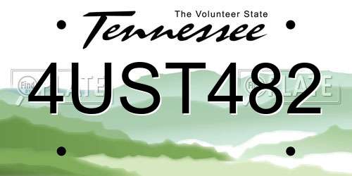 4UST482 Tennessee License Plate