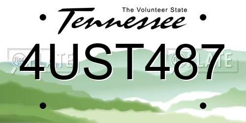4UST487 Tennessee License Plate