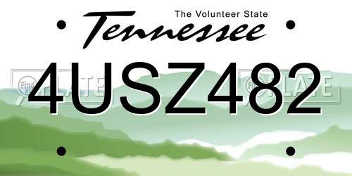 4USZ482 Tennessee License Plate