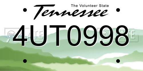 4UT0998 Tennessee License Plate