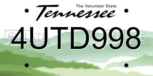4UTD998 Tennessee License Plate
