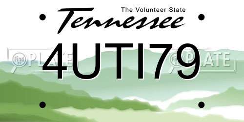 4UTI79 Tennessee License Plate