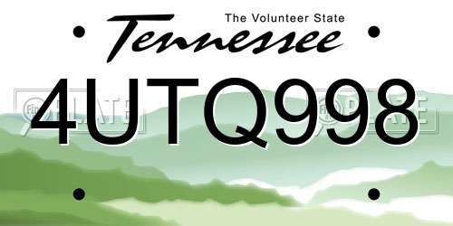 4UTQ998 Tennessee License Plate