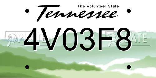 4V03F8 Tennessee License Plate