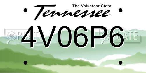 4V06P6 Tennessee License Plate