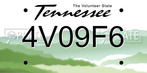 4V09F6 Tennessee License Plate