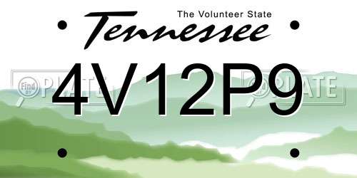 4V12P9 Tennessee License Plate