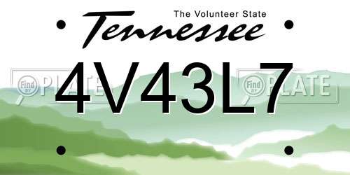 4V43L7 Tennessee License Plate