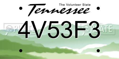 4V53F3 Tennessee License Plate