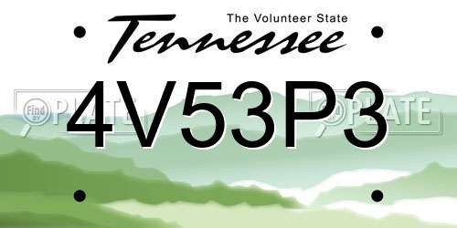 4V53P3 Tennessee License Plate