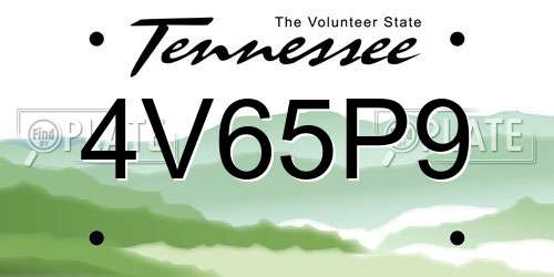 4V65P9 Tennessee License Plate
