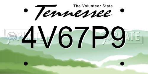 4V67P9 Tennessee License Plate