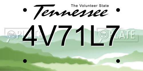 4V71L7 Tennessee License Plate