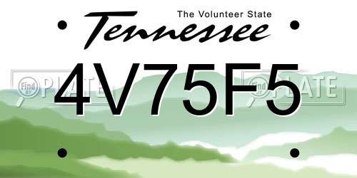 4V75F5 Tennessee License Plate