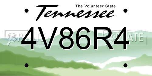 4V86R4 Tennessee License Plate