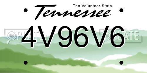 4V96V6 Tennessee License Plate